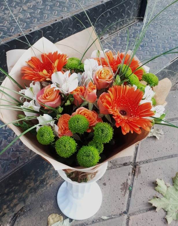 Букет цветов из: Герберы, Хризантемы, Альстромерии и Розы в Павловичи