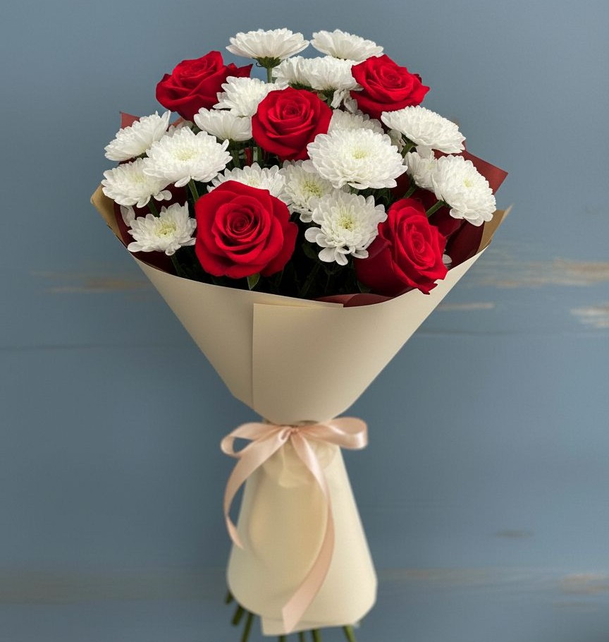 Букет цветов из: Розы и Хризантемы в Павловичи