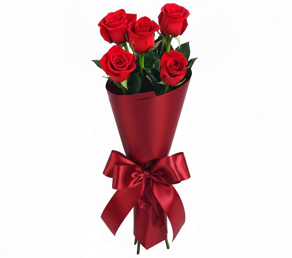 Букет 5 Красных роз Эдлесс Лав в Павловичи