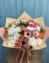 Букет цветов из:  Розы, Герберы и Хризантемы в Павловичи