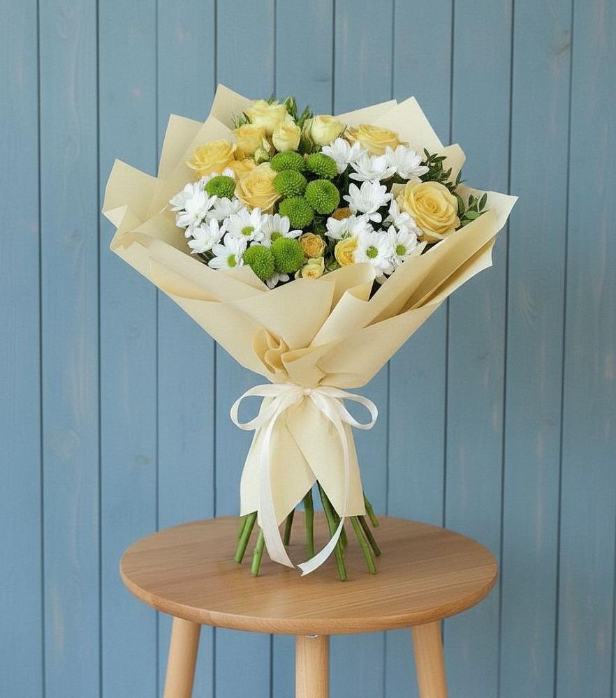 Букет цветов из: Хризантемы и Розы в Павловичи