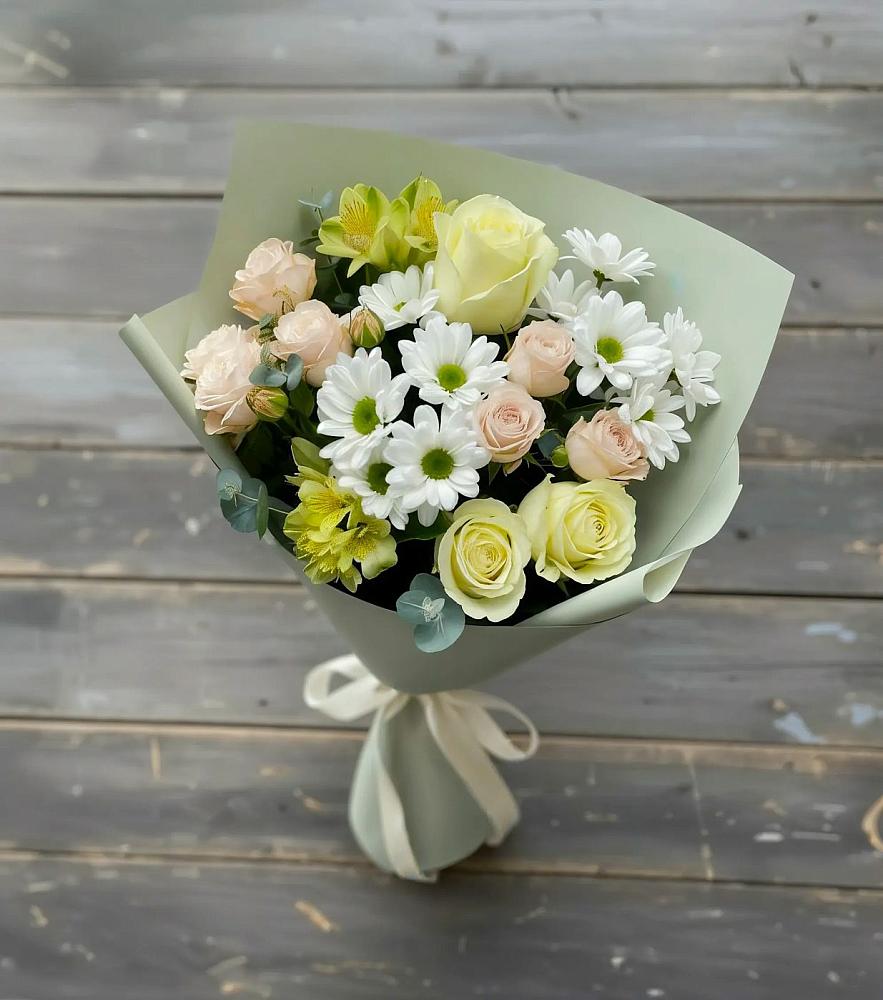 Букет цветов из: Альстромерии, Розы и Хризантемы в Павловичи