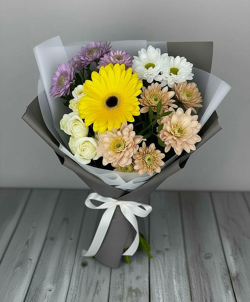 Букет цветов из: Розы, Герберы и Хризантемы в Павловичи