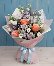 Букет цветов из:  Лизиантусы, Розы, Альстромерии и Гипсофила #REPLACE_PRED# Павловичи