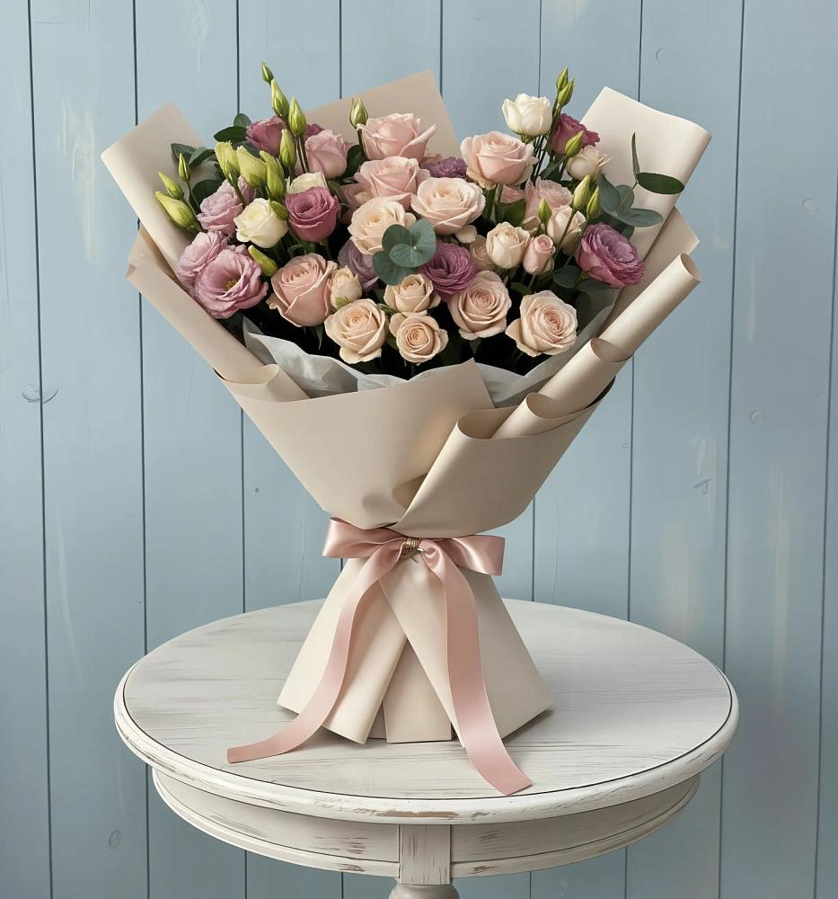 Букет цветов из: Розы и Лизиантусы в Павловичи