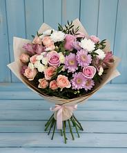 Букет цветов из:  Хризантемы, Розы и Альстромерии в Павловичи
