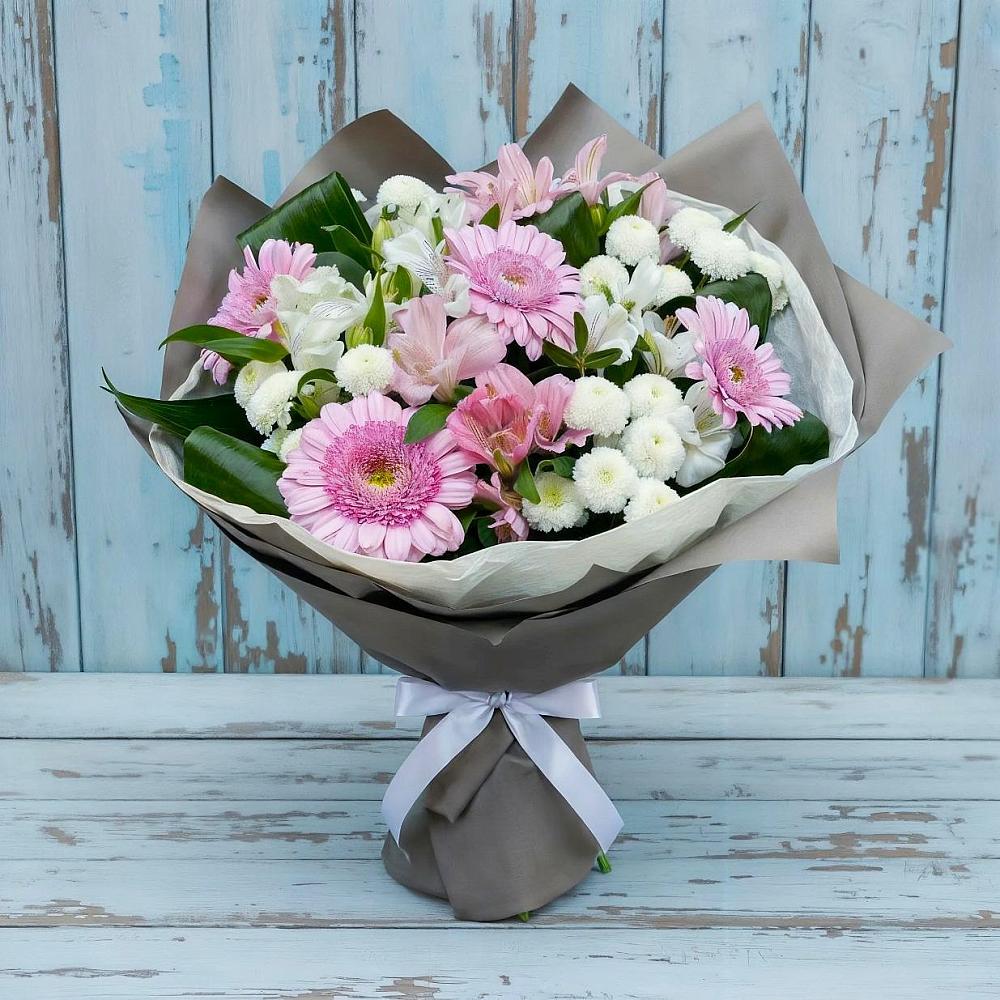 Букет цветов из: Герберы, Альстромерии и Хризантемы в Павловичи