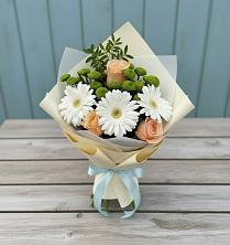 Букет цветов из:  Герберы, Розы и Хризантемы в Павловичи